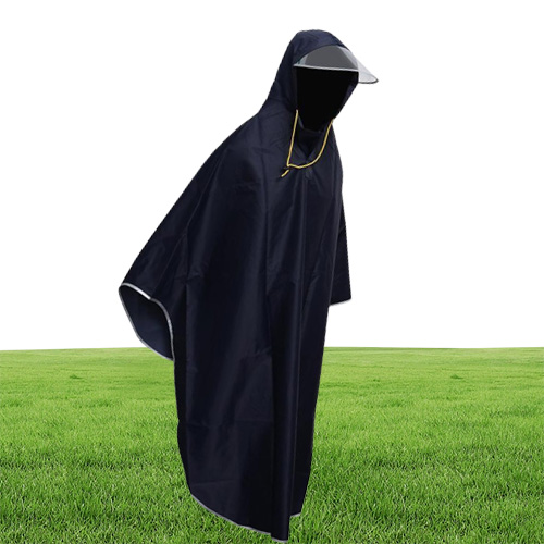 Mens Womens Cycling Bicycle Bike Raincoat Rain Cape Poncho Hooded Windproof Rain Coat Mobility Scooter Cover Navy Blue 2010169582375