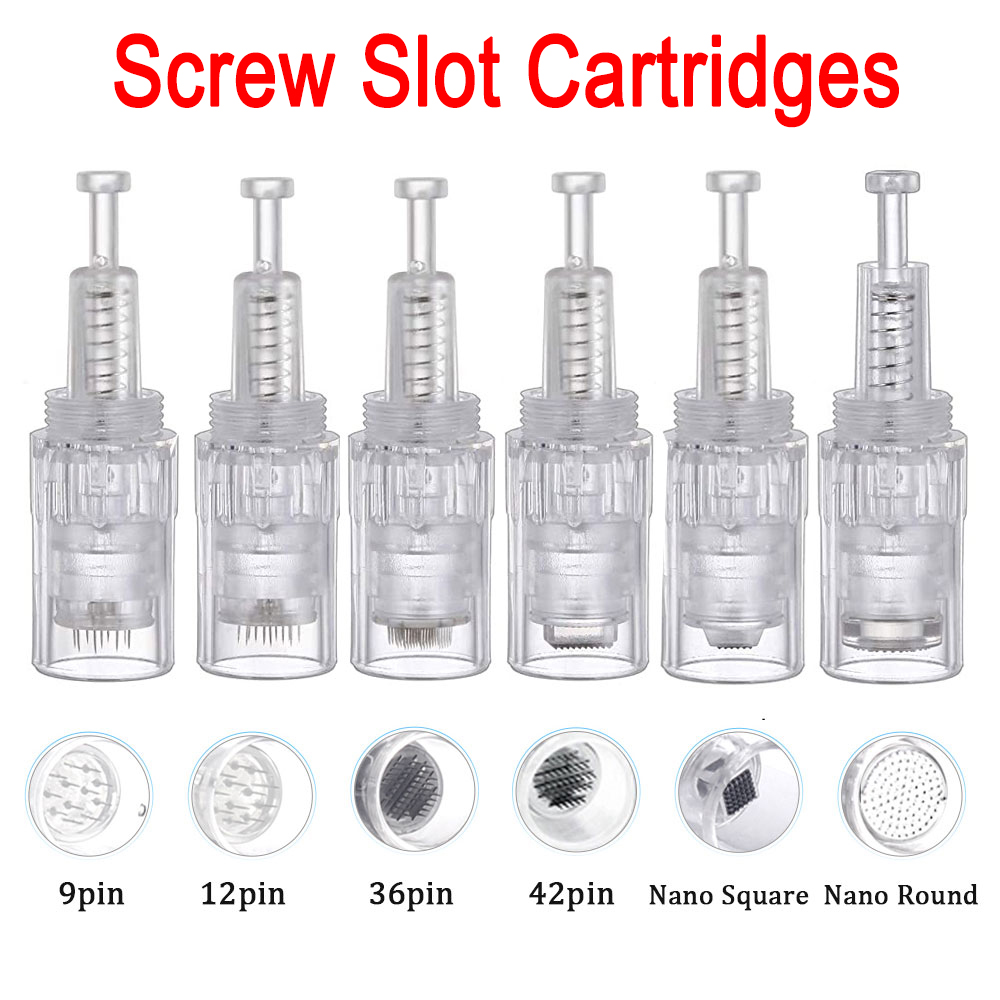 Screw Slot Needle Dermapen Cartridges Electric Microneedles Mesotherapy MTS PMU 1/3/5/7/9/12/36/42 Pin Nano Derma Drpen Needles