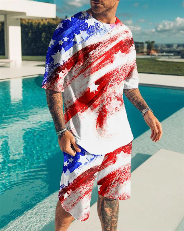 Men's Tracksuits Summer Beach Sets Coconuts Trees Printed Short Sleeve Tshirt and Shorts Two Piece Casual Wear Men Suits 230707