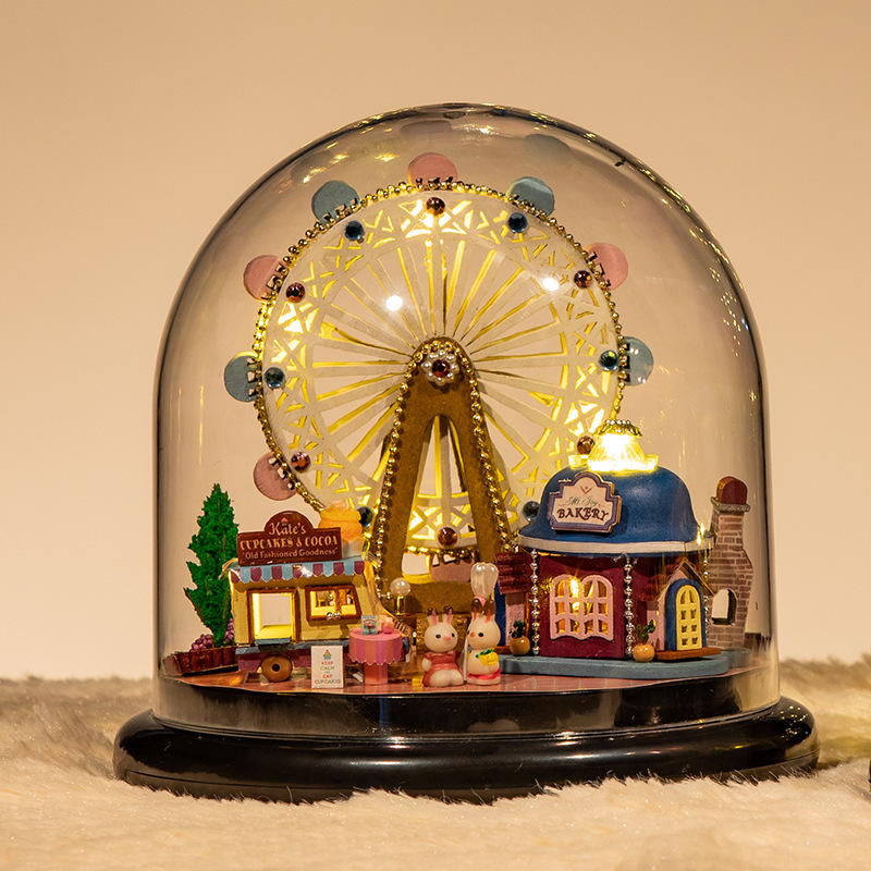 Novelty Items Handmade DIY Craftsmanship Wooden Music Box Ornaments Creative City In The Sky Music Box Christmas Birthday Gift For Girlfriend 230707