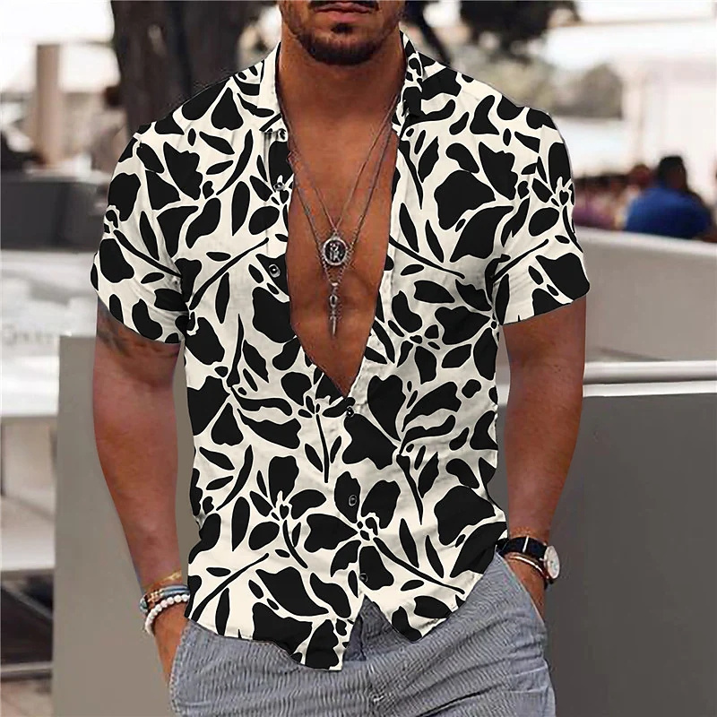 Men's Dress Shirts Cotton Coconut Tree Beach Vacation Party Shirt Summer Hawaiian Casual Fashion Street Short Sleeves 230707