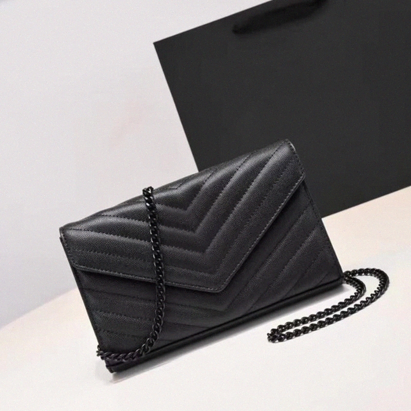 Designer Woc Cassandre Matelasse Shoulder Crossbody Women Bags Genuine Leather Envelope Wallet On Chain Fashion Luxury Handbag Black Khaki White Caviar Bag