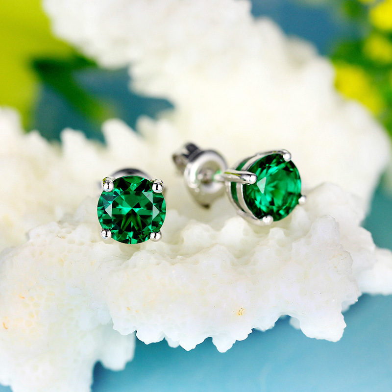 Stud Earrings Designer Classic 18K Rose Gold Plated Earrings Women Fashion Shiny Crystal Stud Earrings Retro Luxury Green Diamond Earrings