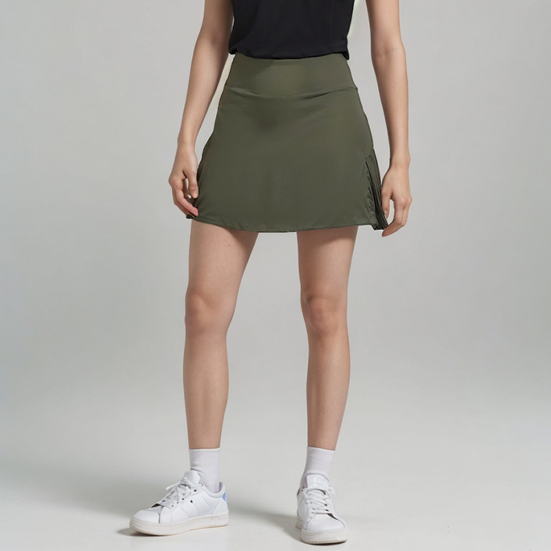 Women Sports Yoga Skirts Pleated Lined Workout Shorts Solid Color Tennis Golf Skirt Anti Exposure Fitness Short Skirt 072