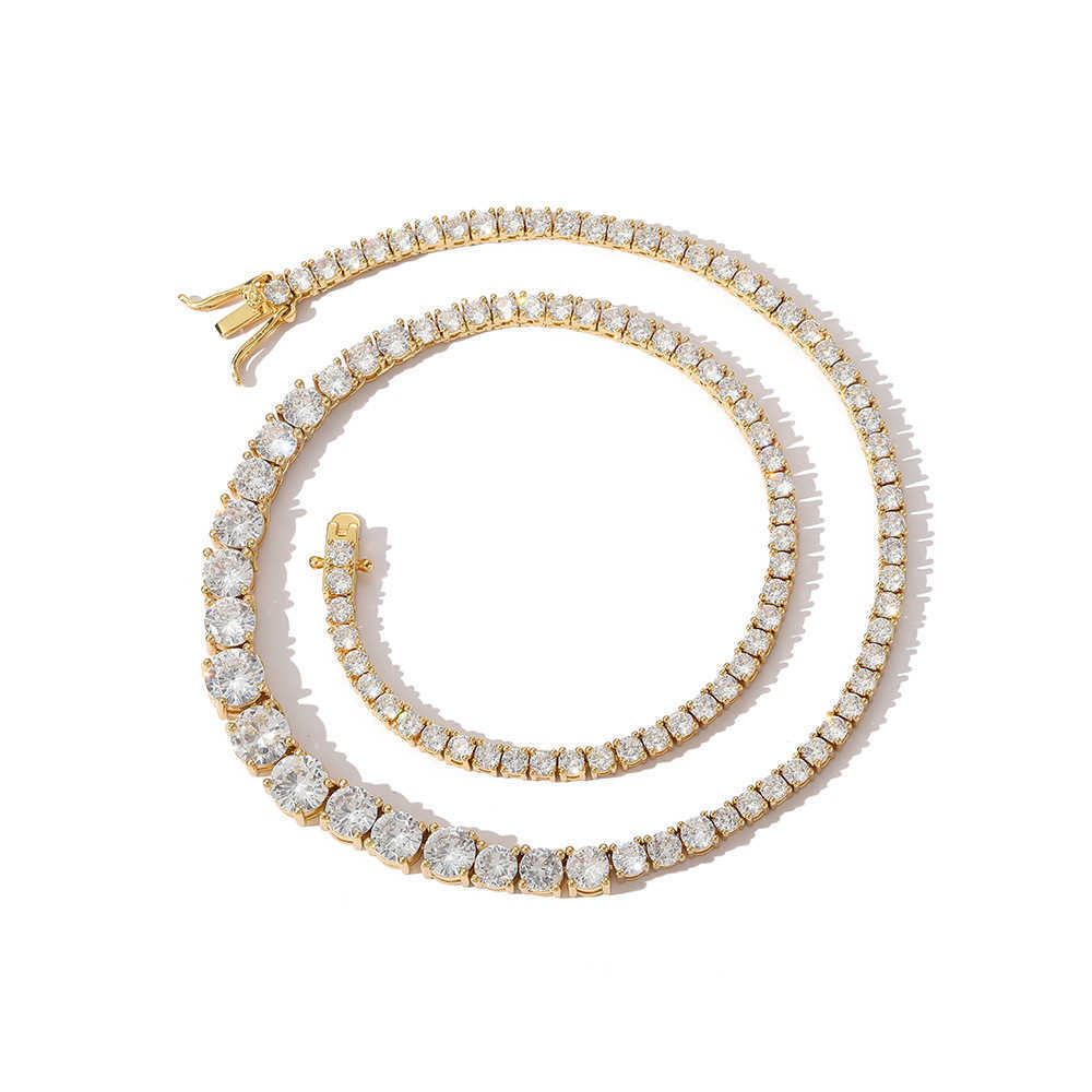 Gradient Size Zircon Tennis Necklace New Ins Fashion Personality Chain Hip Hop Lovers Men's And Women's Necklaces Full Diamond WolfTide Jewe