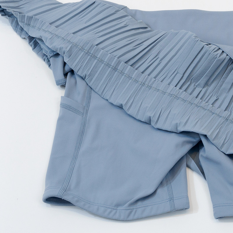 Women Sports Yoga Skirts Pleated Lined Workout Shorts Solid Color Tennis Golf Skirt Anti Exposure Fitness Short Skirt 072