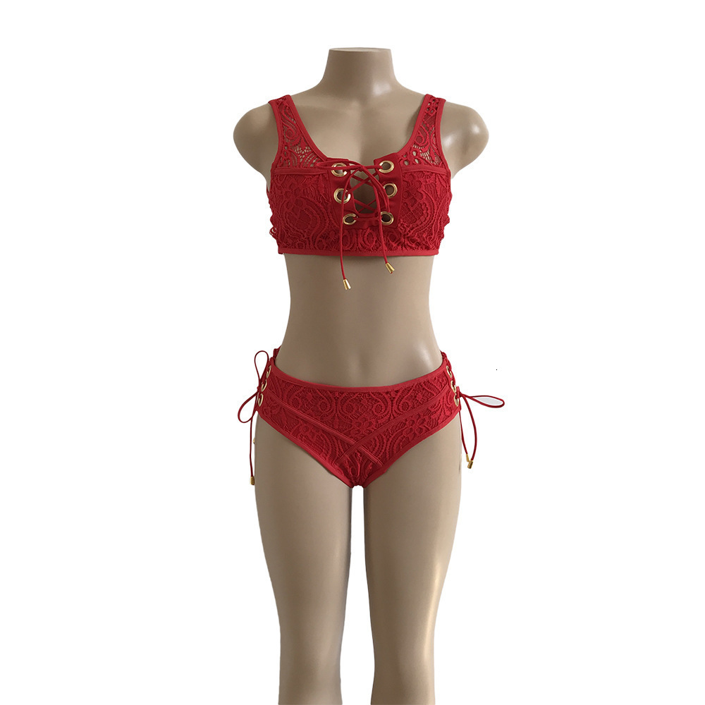 Women's Two Piece Pants sexy lace hollow out body two piece sets lace up bustier crop top shorts chic women summer beach outfits maillot de bain 