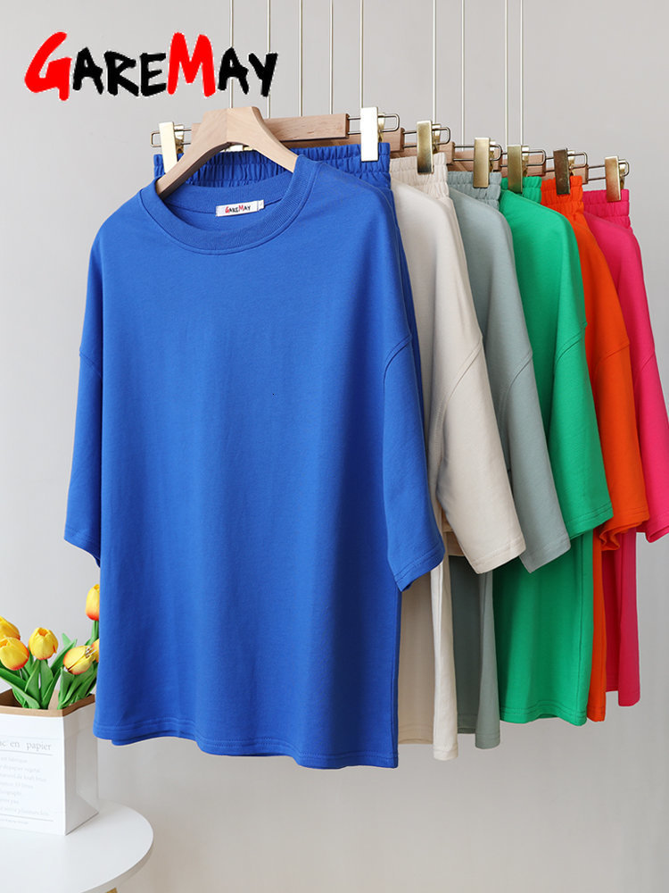 Women's Two Piece Pants Cotton Women's Summer Suit with Shorts and Top Classic Casual Oversize Two-piece Set Tracksuit Shorts and T-shirt fo