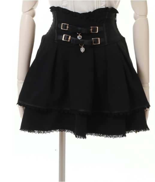 Skirts Japanese Mine Double Butterfly Braid Buckle Leather Ring High Waist Skirt Shorts Women Summer Sweet Pink Lace Pleated Skirt 230707