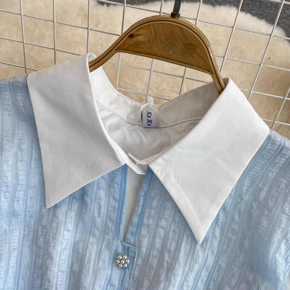 2024 Summer Gentle and Ladies Style Short Sleeve Polo Neck Slim Mid length A-line Large Swing Dress