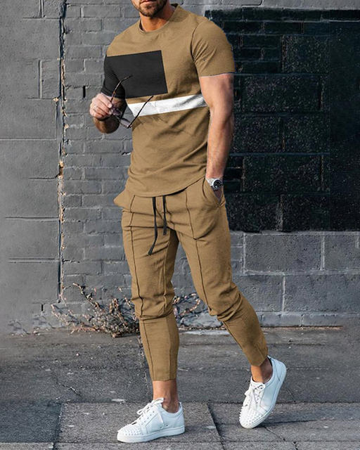 Mens Tracksuits 3d Printed Short Sleeve Suit Spring Men Tracksuit Set Jogger Clothing for Man Casual Tshirtstrousers 2 Piece Outfits Streetwear 230707
