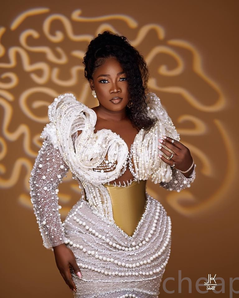 2023 Arabic Aso Ebi Mermaid White Wedding Dress Pearls Luxurious Sequined Lace Bridal Gowns Dresses ZJ3030