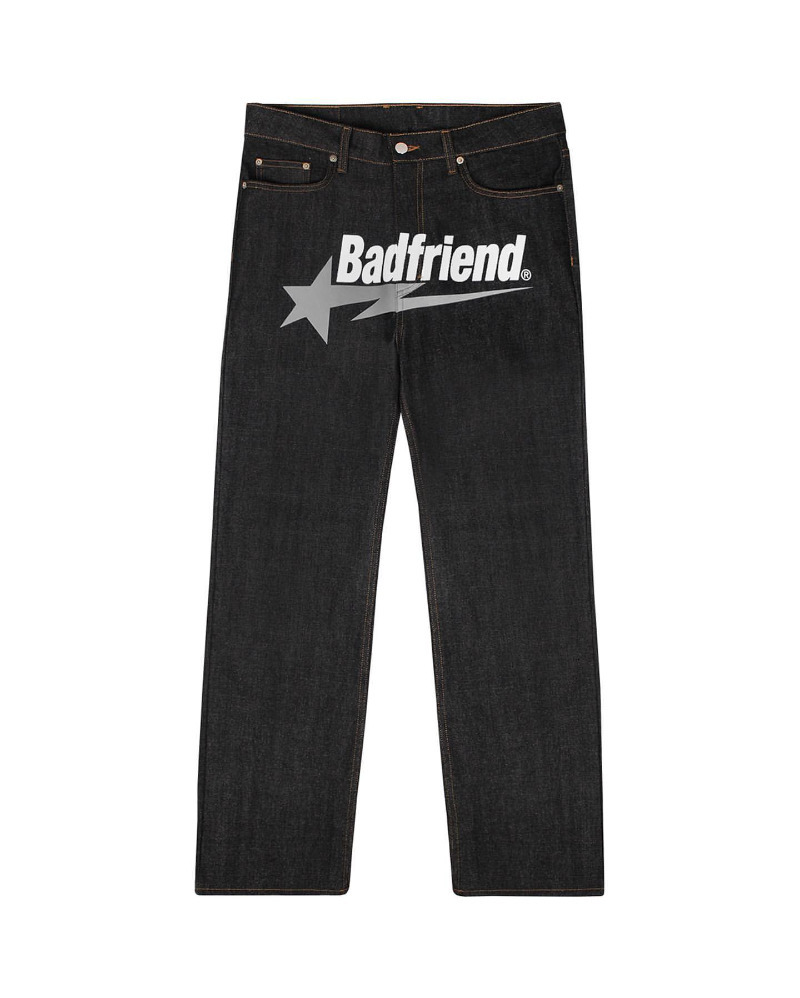 Mens Jeans Women Street Hip Hop Y2k Baggy Bad Friend Letter Print Denim Pants Harajuku Fashion Punk Streetwear Wide Leg 230707