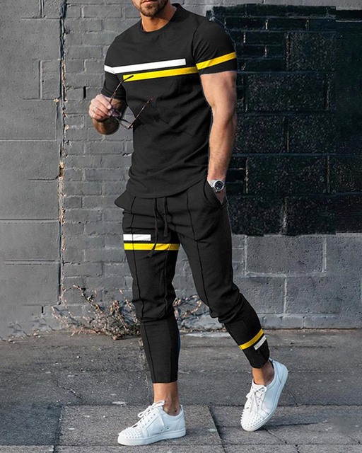Mens Tracksuits 3d Printed Short Sleeve Suit Spring Men Tracksuit Set Jogger Clothing for Man Casual Tshirtstrousers 2 Piece Outfits Streetwear 230707