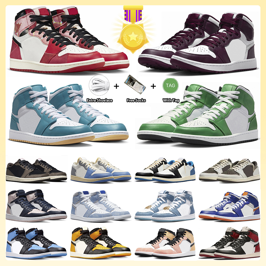 Jumpman 1 1S Basketball Shoes Bordeaux Spider-Verse UNC TOE Aquatone Tokyo Vintage Dark Mocha Washed Pink Flight Club Game Royal Lucky Green Sneakers for Men and Women, Item#41
Jumpman 1 1S Basketball Shoes Bordeaux Spider-Verse UNC TOE Aquatone Tokyo Vintage Dark Mocha Washed Pink Flight Club Game Royal Lucky Green Sneakers for Men and Women, Item#41