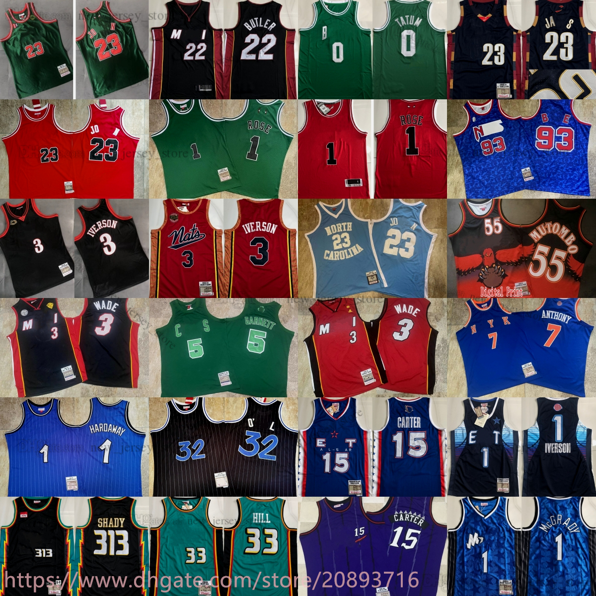 Authentic Double Embroidered BryantClassic Retro Basketball Ewing Jersey Anthony Rose Garnett James Edwards Carter Iverson McGrady Parker Duncan Tatum Doncic