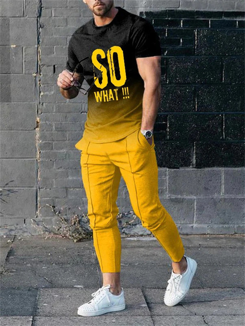 Mens Tracksuits 3d Printed Short Sleeve Suit Spring Men Tracksuit Set Jogger Clothing for Man Casual Tshirtstrousers 2 Piece Outfits Streetwear 230707