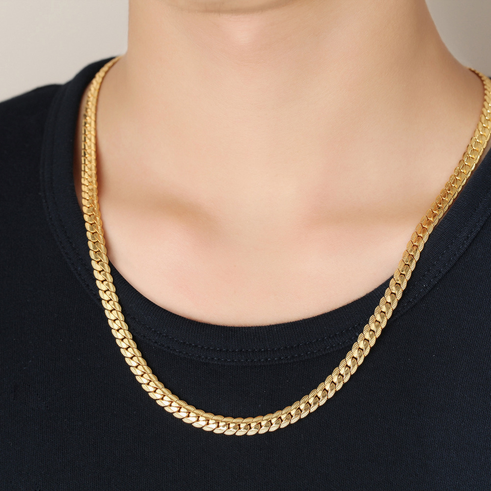 18k Real Gold Plated NK Chain Necklace Stainless Steel Snake Chain Hip Hop Jewelry Wholesales Accessories