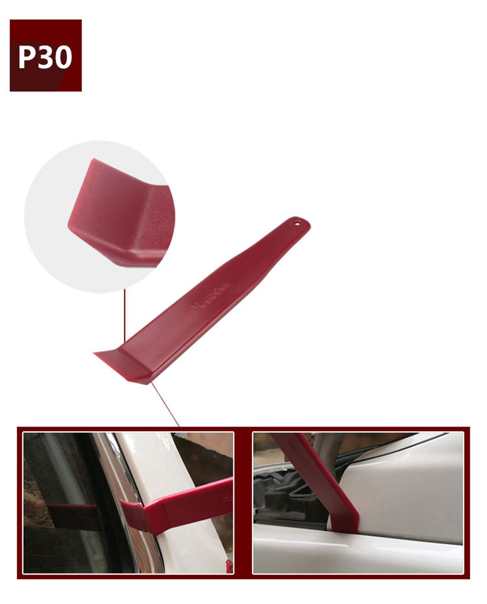 Professional Car Trim Removal Tool, Non-Scratch Thick Plastic Pry Tool for Safe Interior Dashboard Door Panel Molding Clip Installation & Removal, Red