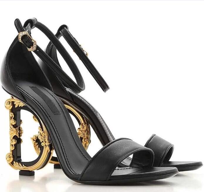Women Dress shoes High Heels Womens Designer Genuine Leather Pumps Lady Sandals Wedding Black Golden Gold 10cm Heel Shoes With Box