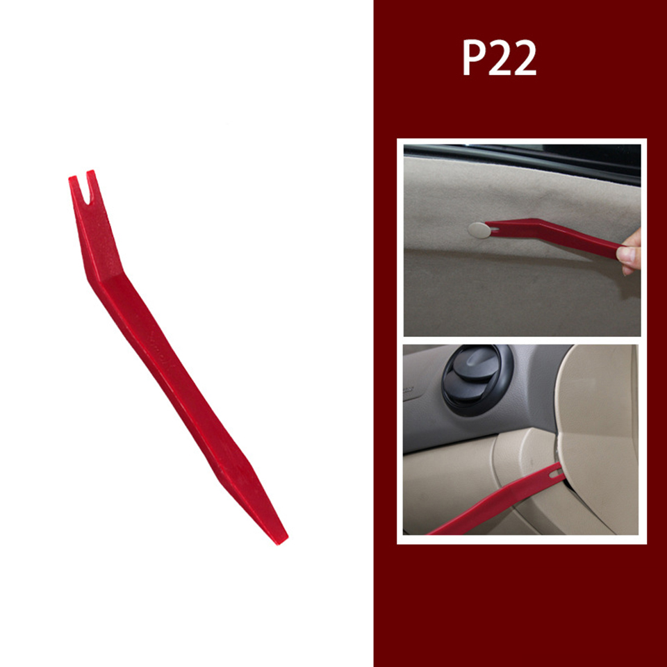 Professional Car Stereo Install Tool & Clip Remover, Anti-Scratch Red Pry Bar for Dashboard Dismantling and Door Panel Trim Service, Auto Repair P22