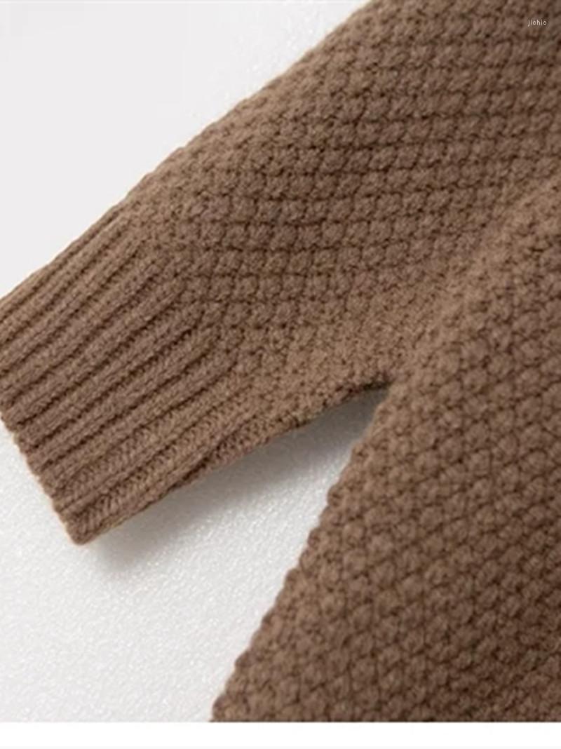 Casual Dresses Women V-neck Sweater Dress Straight Vintage Solid Color Long Sleeve Ladies Wool Loose Knit Mini Robe For Early Autumn