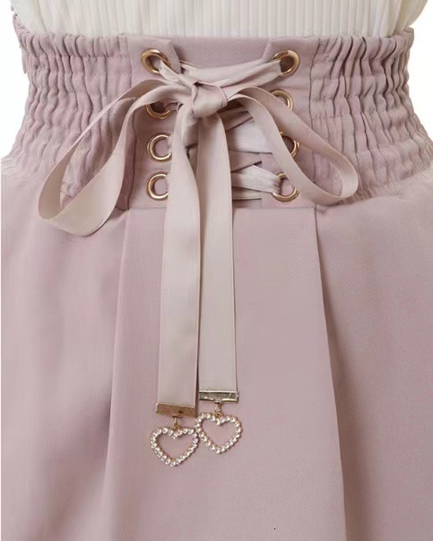 Skirts Japanese Mine Double Butterfly Braid Buckle Leather Ring High Waist Skirt Shorts Women Summer Sweet Pink Lace Pleated Skirt 230707