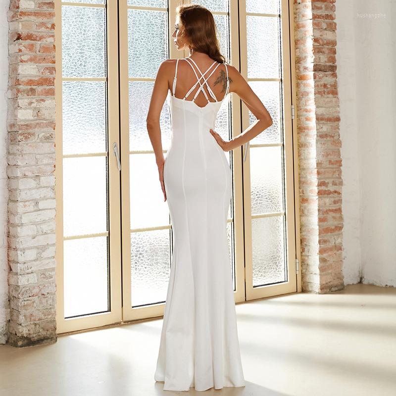 Casual Dresses Summer Sleeveless Spaghetti Strap Maxi Dress Vestidos Women ladies Hollow Out Backless Side Split Long Woman Party