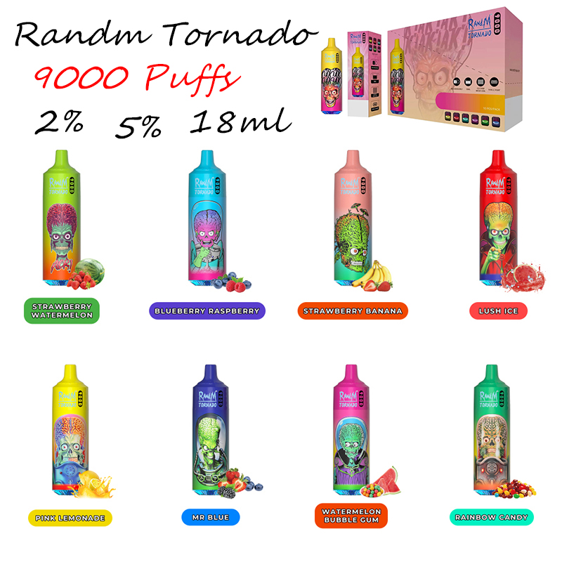 RandM Tornado 9000 Puffs Disposable E Cigarettes Disposable cigarrillos desechables 18ml Pre-filled 850mah Rechargeable Battery Mesh Coil RGB light Authentic
RandM Tornado 9000 Puffs Disposable E Cigarettes Disposable cigarrillos desechables 18ml Pre-filled 850mah Rechargeable Battery Mesh Coil RGB light Authentic