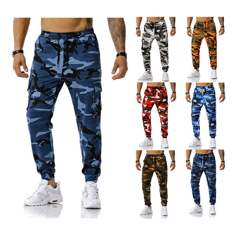 Jeans Camouflage Pencil Cargo Pants Men Multi Pocket Military Camo Pants Army Track Trousers Male Streetwear Overalls Homme X0621
