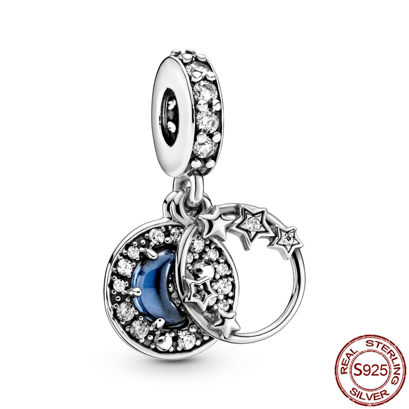 925 Sterling Silver New Fashion WomenCharm Beads Star Snowflake Owl Fox Clip Unicorn Charm Suitable for Bracelets and Bracelets