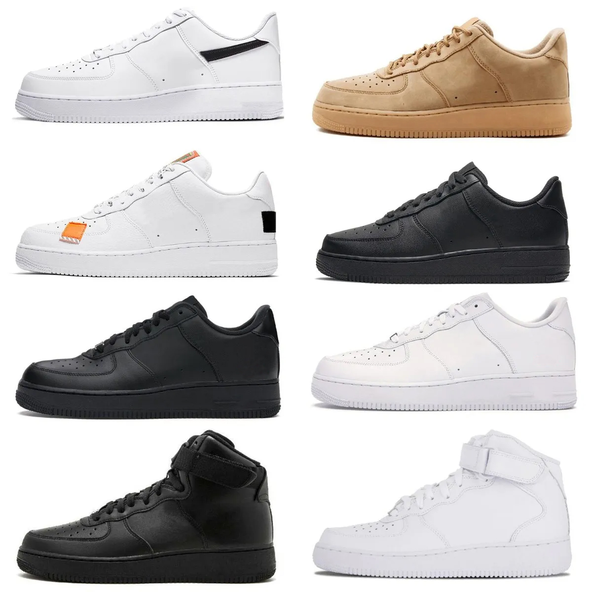 2023 FORCE Running Shoes Sale Outdoor Men Low Skateboard Shoes Cheap One Unisex 1 Knit Euro Airs High Women All White Black Wheat New Pattern Designer Sneakers 1