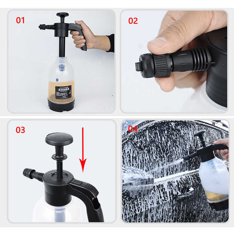 New 2L Hand-held Wash Foam Watering Can Air Pressure Sprayer Plastic Disinfection Water Bottle Car Cleaning Tools