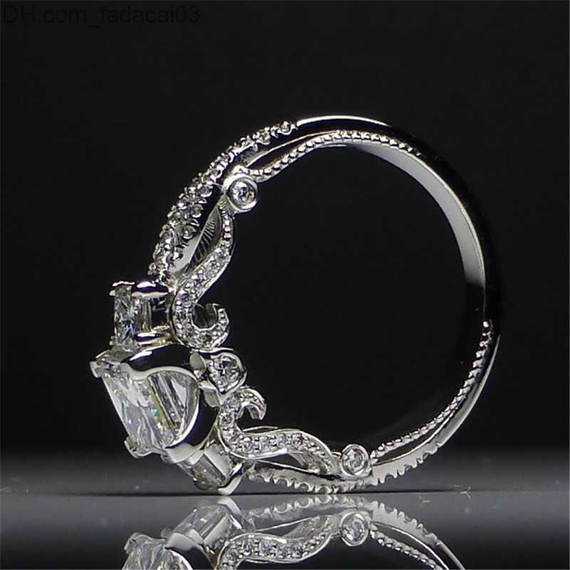 Wedding Rings Vintage Three Stone Lab Diamond Ring 925 Sterling Silver Bijou Engagement Wedding ring Men's Charm Party Jewelry Z230711