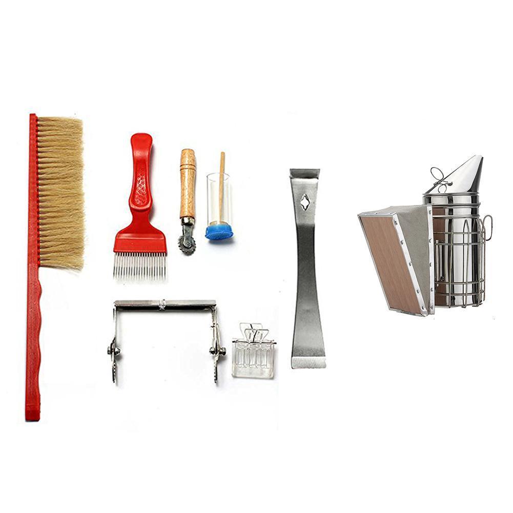 Other Pet Supplies 8 in 1 Beekeeping Tool Kit Set Stainless Steel Bee Hive Smoker Brush Scraper Equipment Tools 230707