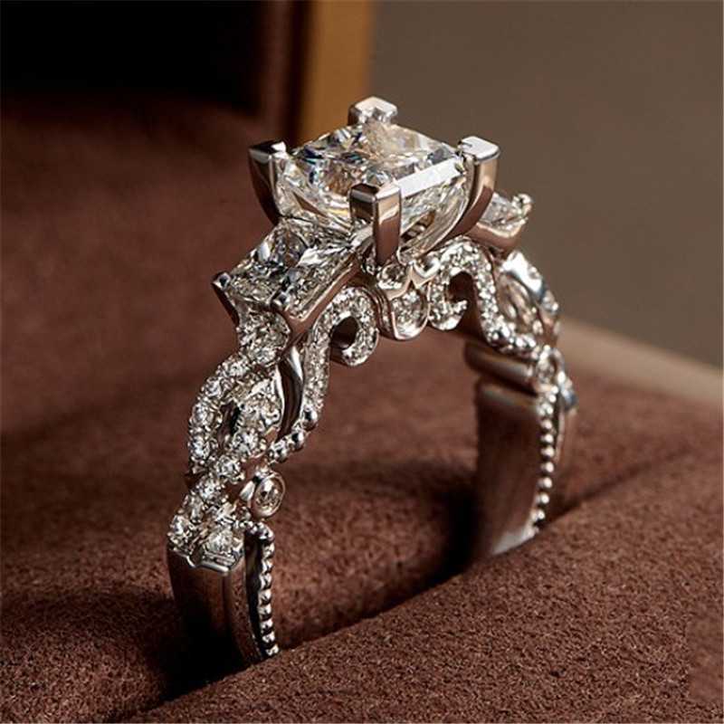Wedding Rings Vintage Princess Cutting Lab Diamond Ring 925 Sterling Silver Engagement Wedding ring Female Bride Exquisite Party Jewelry Z230712