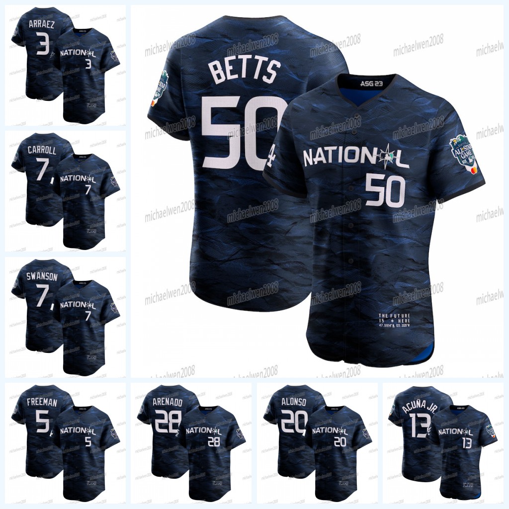 National League 2023 All Star Game Jersey Mookie Betts Freddie Freeman Nolan Arenado Juan Soto Ronald Acuna Jr. Corbin Carroll Matt Olson Austin Riley Dansby Swanson, Youth cool base
National League 2023 All Star Game Jersey Mookie Betts Freddie Freeman Nolan Arenado Juan Soto Ronald Acuna Jr. Corbin Carroll Matt Olson Austin Riley Dansby Swanson, Youth cool base