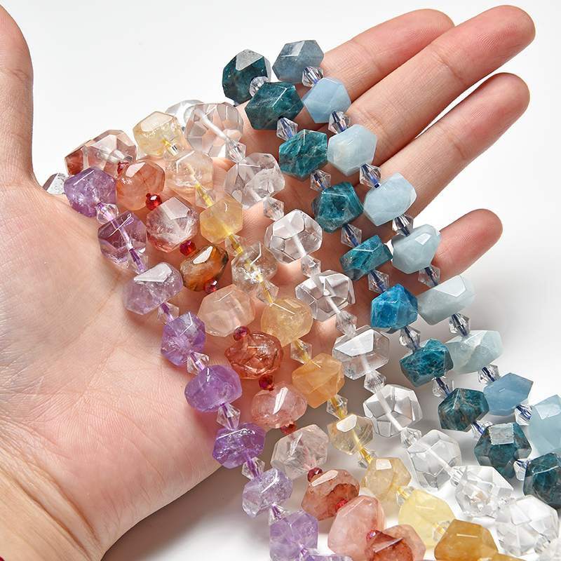 Synthetic Quartz natural Faceted Aquamarine Labradorite Amethyste stone beads gemstone DIY loose for jewelry making strand 230707