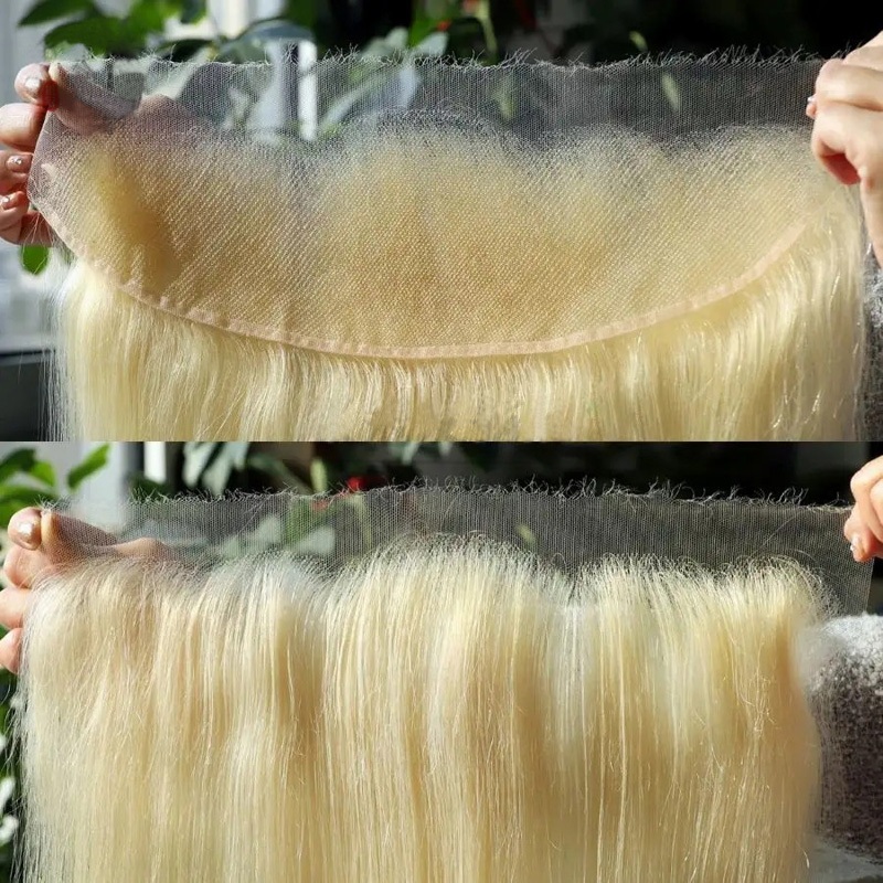 HD Swiss Lace 13X4 Lace Frontal 4X4 5*5 Lace Closure Malaysian 100% Human Hair Silky Straight 12-24inch Blonde 613# Color