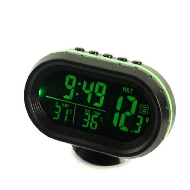 New 3 IN 1 Multi-function Temperature Voltmeter Thermometer Electronic Car Night Light Clock Supplies Green Blue