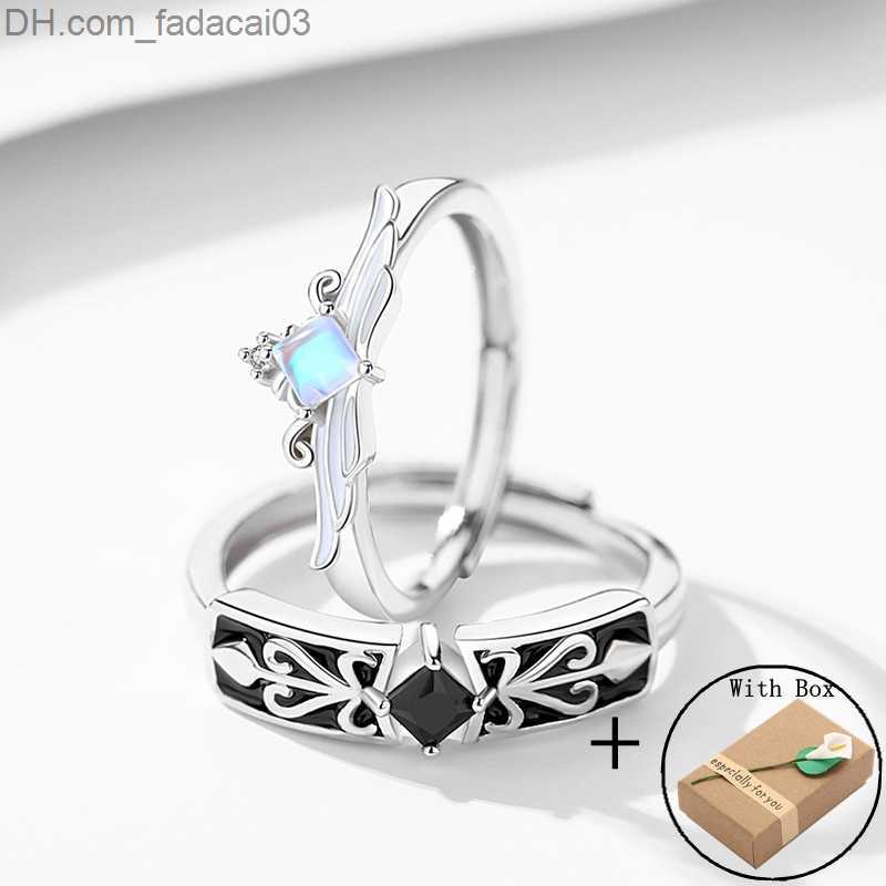 Wedding Rings Silver Real 925 Sterling Silver Princess Knight Couple Ring Original Design Crown Birthday Ring 2022 Valentine's Day Jewelry Z23071