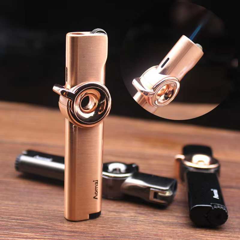 Aomai Windproof Torch Lighter Metal Jet Blue Flame Butane No Gas Turbine 1300 C Portable Cigarette Man Woman Gadget 0REE W260202