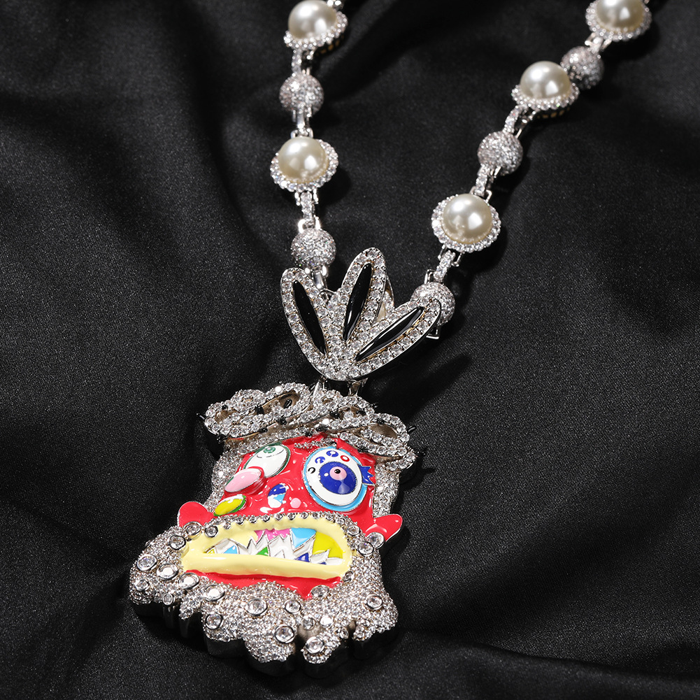Hip Hop Colorful Enamel Pendant Necklace Jewelry Real Gold Plated Cool Men Gift