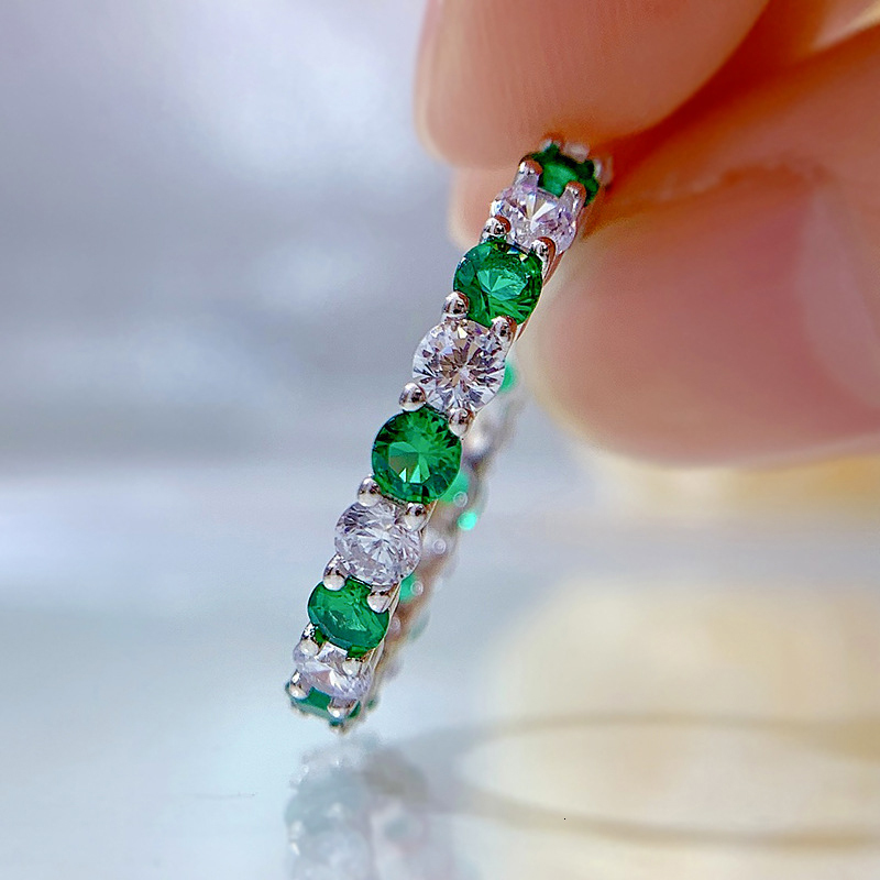 With Side Stones OEVAS 100 925 Sterling Silver Emerald High Carbon Diamond Rings For Women Sparkling Wedding Party Fine Jewelry Gift Wholesale 230707