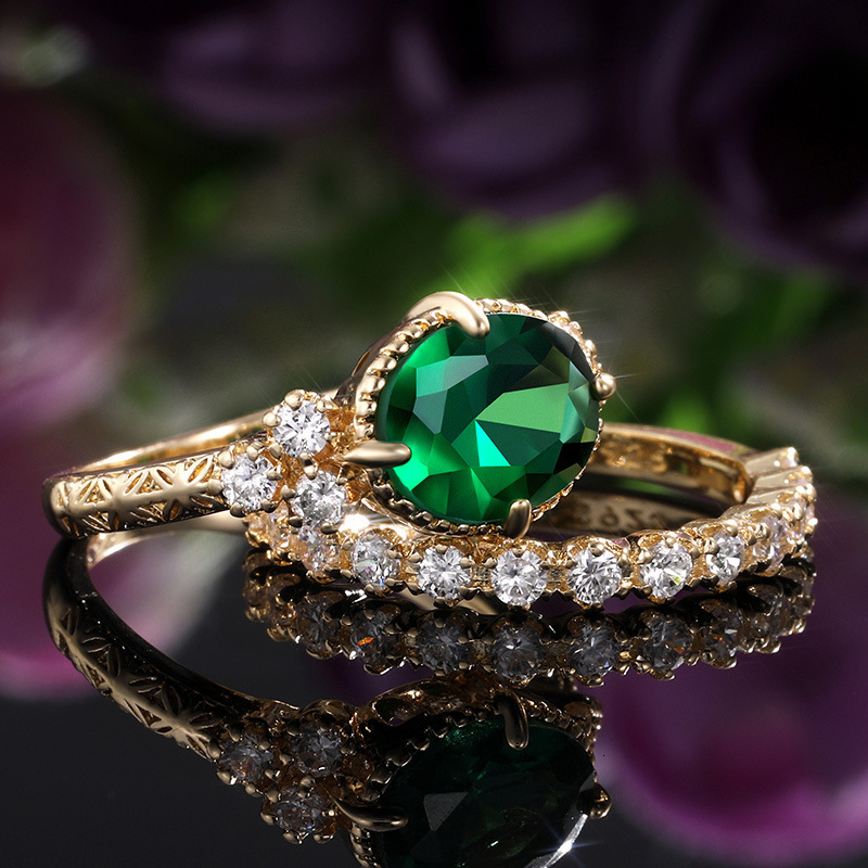 With Side Stones 18K Multi Gold Ring for Women Natural 2 Diamond with Jewelry Anillos De Bizuteria Mujer Gemstone Rings Box 230707