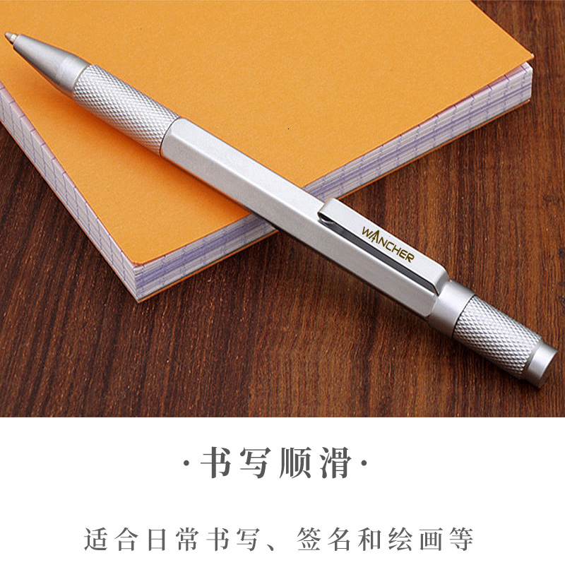 Ballpoint Pens WANCHER Pen Original Hexagon Brass Metal Rotary Black 05mm Refill Replaceable W1558 Office School Stationery 230707