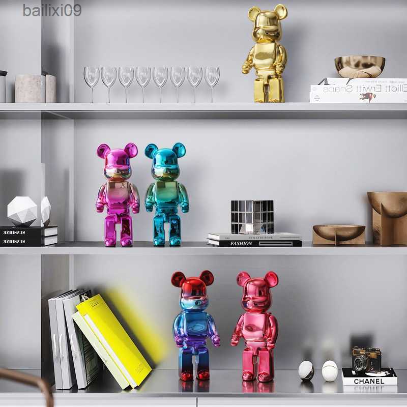 Decorative Objects Figurines Electroplating Violent Bear Resins Bearbrick Decor Animal Statue Sculpture Home Decoration Living RoomTV Cabinet T230710
