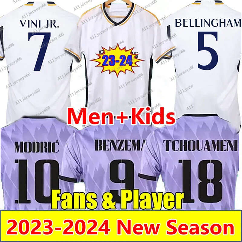 2023 New Bellingham Soccer Jerseys Camavinga Fans Player 23 24 Modric Vini Jr Football Shirt Vaerde Kroos Joselu Alaba Camisetas De Futol