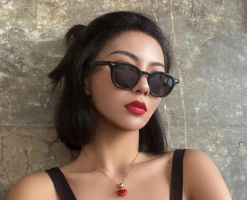 Sunglasses vintage fashion yellow blue green sunglasses women men trending products Ins Tint Ocean Len streetwear party 230707