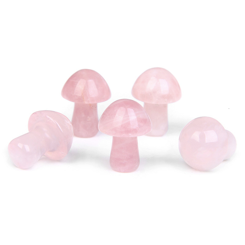 Acrylic Plastic Lucite 20pcs Mini Mushroom Statue Natural Stone Carved Decoration Rose Quartz Healing Crystal Gift Room Ornament Fish Tank Decor 23071